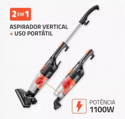 Aspirador Vertical Mondial Turbo Cycle Ap-35 1.31 110v Cor Preto/Laranja