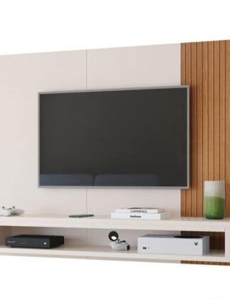 Painel Estante para Tv Cissa Smart 43 42 50 Polegadas Nicho Sala Quarto (Off White)