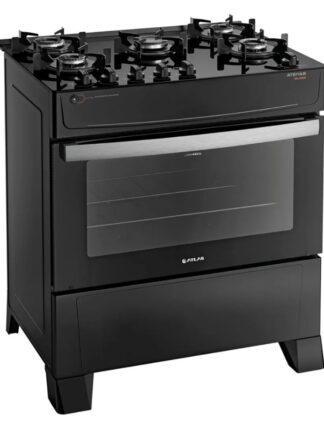 Fogão Atlas 5 Bocas preto Atenas Glass com Acendimento automático - Bivolt