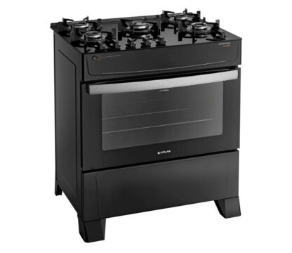 Fogão Atlas 5 Bocas preto Atenas Glass com Acendimento automático - Bivolt