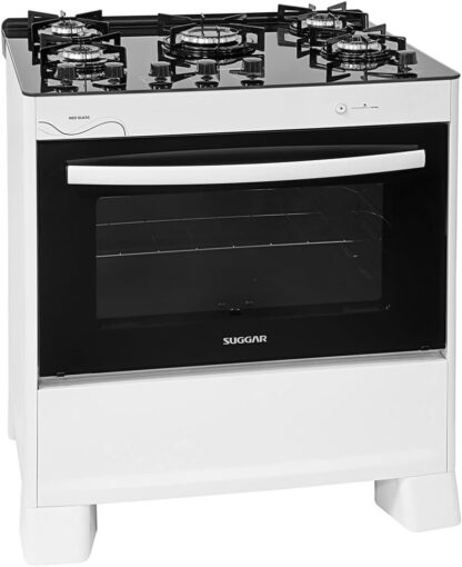 SUGGAR FOGÃO NEO GLASS BRANCO MESA DE VIDRO 5 BOCAS