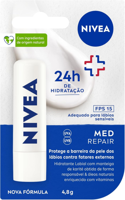 NIVEA Protetor Labial Med Repair FPS15 4,8g -Na compra de 4 itens saí a R$ 10,21