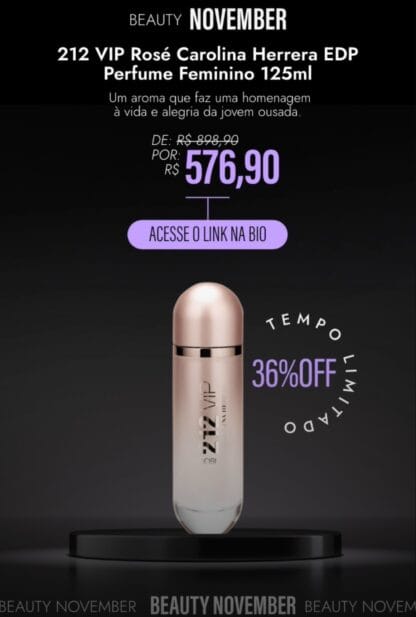 212 VIP Rosé Carolina Herrera Eau de Parfum - Perfume Feminino 125ml