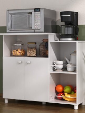 Balcão Multimóveis para Forno e Microondas Branco
