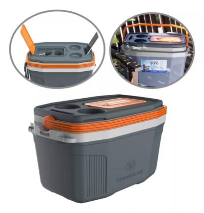 Caixa Térmica Suv Cooler Com Alça Cinza 20l Termolar Cor Cinza - Laranja CUPOM: 18AGORA