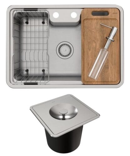 Cuba Cozinha Docol Massima 68x48cm+acessórios+lixeira Quadrada