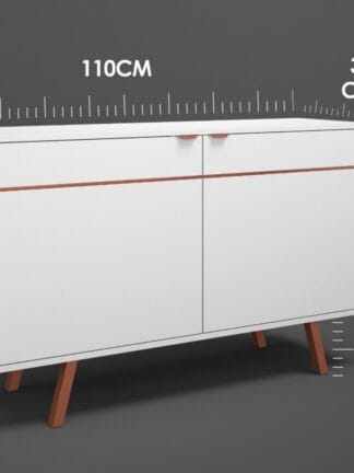 Buffet Aparador 2 Portas Cobre Cor Branco com Cobre
