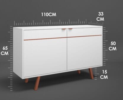 Buffet Aparador 2 Portas Cobre Cor Branco com Cobre