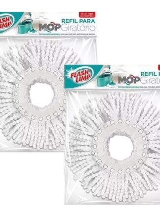 Kit 2 Refil Mop Giratório Fit 5010 Flashlimp Esfregão 35cm