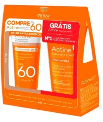 DARROW KIT ACTINE SOLAR FPS60 COLOR 40G + ACTINE SAB LIQ 40G, Cor: Branco
