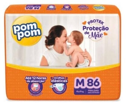 Fralda Pom Pom Protek Proteção de Mãe Hiper M 86 Unidades