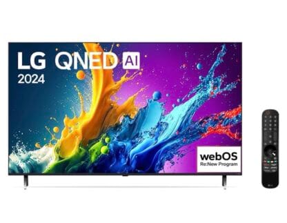 Smart TV 4K 55" LG QNED 55QNED80T Processador α5 Ger7 AI Quantum Dot Nanocell Local Dimming Design Super Slim Alexa/Chromecast integrado webOS 24