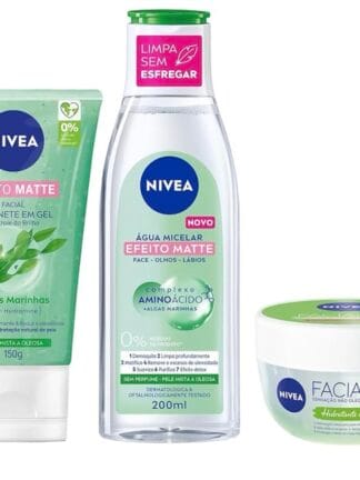 NIVEA Kit Controle Do Brilho: Água Micelar Limpeza Facial 7 Em 1 200Ml + Sabonete Em Gel De Limpeza Facial 150Ml + Gel Hidratante Facial 100G