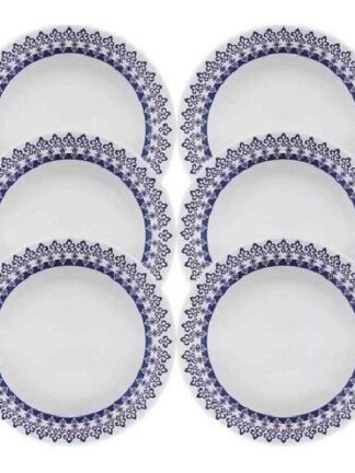 Conjunto De 6 Pratos Sobremesa Donna Grécia 22933 18cm Azul/Off White Biona