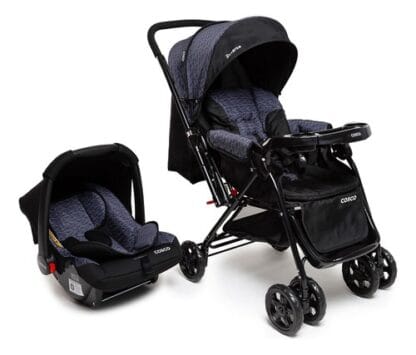 Conjunto Travel System Reverse Preto Rajado CAX00430 Cosco Kids