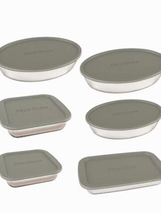 Conjunto de Assadeiras em Vidro com Tampa Plástica Marinex – 6 Peças