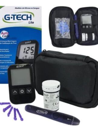 Kit Medidor G-tech Lite Glicose Glicemia 10 Tiras + 10 Lancetas