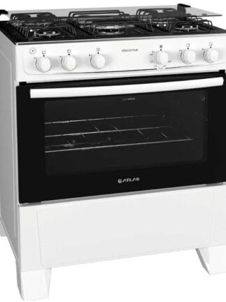 Fogão 5 bocas Atlas Mônaco Plus Branco com Acendimento Automático e Mesa Inox