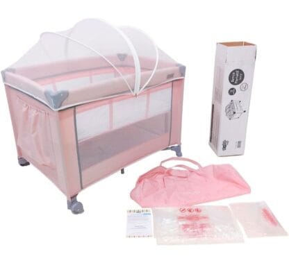 Berço Portátil Infantil Cercado 0-15kg Lazy MaxiBaby (Rosa