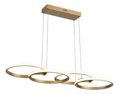 Luminária Pendente Anéis Led 48w 3 Em 1 Moderno Sala Mesa Cor Dourado 110V/220V