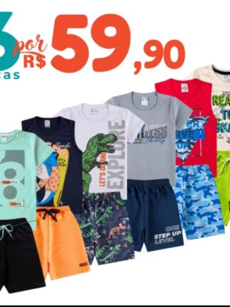Kit Sortido 6 Peças de Roupas Infantil Menino Bebê Conjunto Infantil Menino