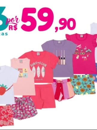 Kit 6 Peças de Roupas Infantil Menina Conjunto Infantil Menina Verão Bebê