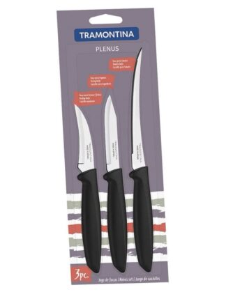 Jogo De Facas 3 Peças Tramontina Plenus Preto