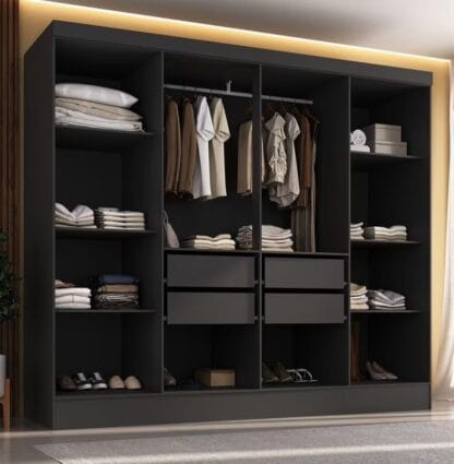 Closet Casal 4 Gavetas Jatobá Yescasa Preto