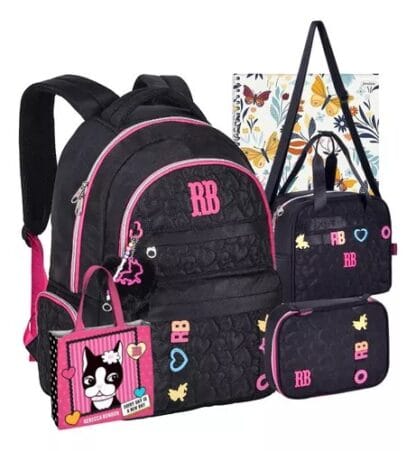 Kit Mochila Escolar Rebecca Bonbon Bolsa Rb + Caderno Brinde