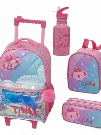 Mochila Infantil Lilica Estojo Lancheira E Garrafinha Cor Super Star
