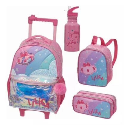 Mochila Infantil Lilica Estojo Lancheira E Garrafinha Cor Super Star