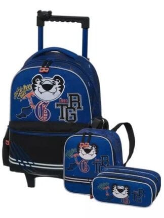 Kit Mochila De Rodinha Tigor Varsity +lancheira +estojo