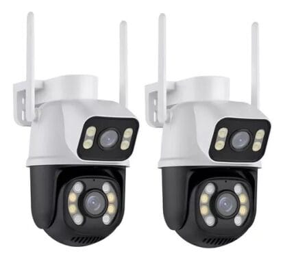 Kit 2 Câmera Segurança Ip A28 Prova D'agua 6mp App Yoosee Cor Branco/preto