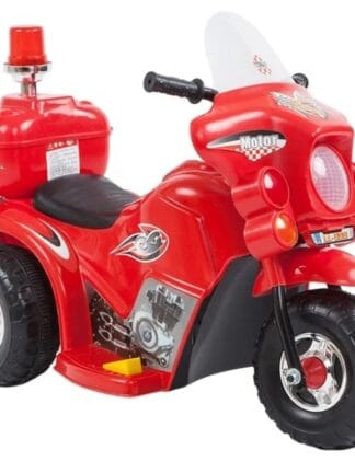 Mini Moto Elétrica Infantil Policial Vermelha com Som Sirene e Luz Giroflex com Baú