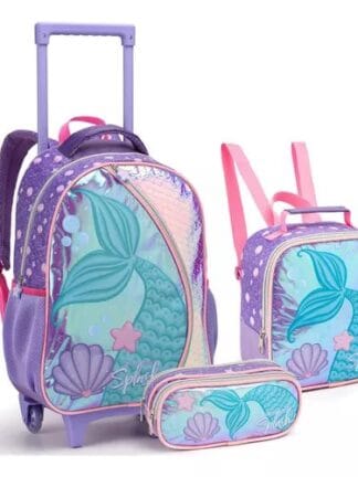 Kit Mochila Rodinha Infantil Feminino Grande Menino C/ Alça