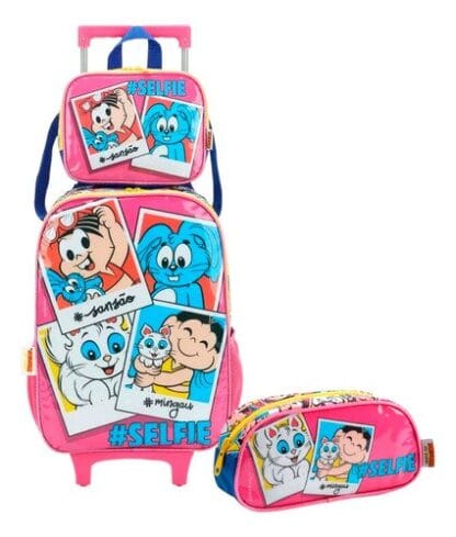 Mochila Rodinha + Lancheira Turma Da Mônica Infantil Luxcel