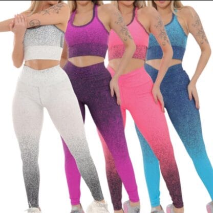 Conjunto Degradê Academia Fitness Legging Cintura Alta e Bojo Conjunto Feminino