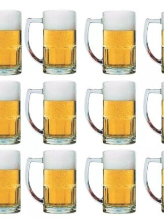 Jogo De 12 Canecas Chopp Vidro Copos Cerveja Festa 350ml