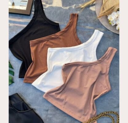Kit 2 Blusas Feminina Nula Manga Ribana Canelada Algodão Mula Manca Ombro Só Básica Social Elegante