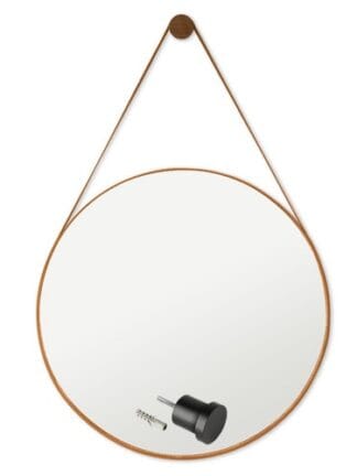 Espelho Redondo Decorativo Adnet Escandinavo 60cm + Suporte