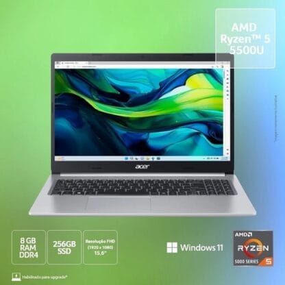 Notebook Acer Aspire 5 A515-45-R5AT AMD Ryzen 5 5500U 15.6"AMD Radeon Graphics 256GB SDD 8GB RAM W 11
