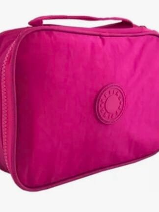 Estojo Escolar Estojo Box Grande 100 Lápis Nylon Tactel Organizador para Lápis Caneta Papelaria Fofa, PREMIUM (Rosa Pink)