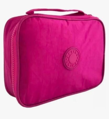 Estojo Escolar Estojo Box Grande 100 Lápis Nylon Tactel Organizador para Lápis Caneta Papelaria Fofa, PREMIUM (Rosa Pink)