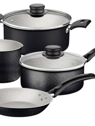 Jogo de Panelas Tramontina Turim em Aluminio com Revestimento Interno e Externo em Antiaderente Starflon Max Preto 04 Peças