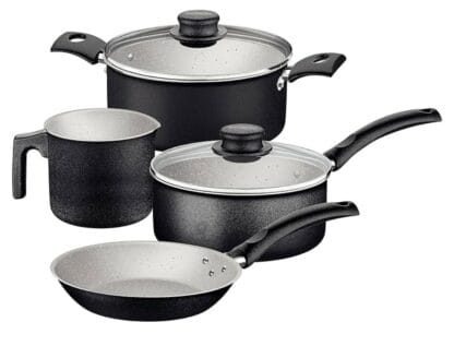 Jogo de Panelas Tramontina Turim em Aluminio com Revestimento Interno e Externo em Antiaderente Starflon Max Preto 04 Peças