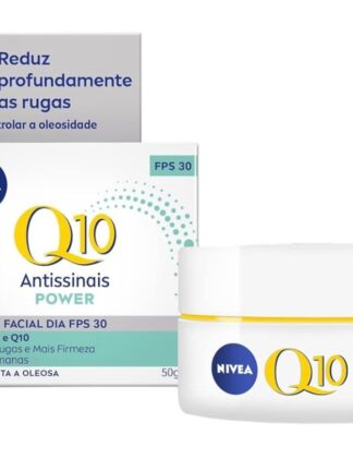 NIVEA Creme Facial Antissinais Q10 Power Dia FPS 30 Pele Mista a Oleosa 50g - Reduz rugas e linhas de expressão, hidrata intensivamente e ajuda a controlar o brilho da pele