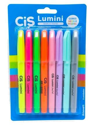 Marca Texto Lumini, CIS, 56.9802, Multicor, Blister com 8 unidades (Cores Pastel e Neon)