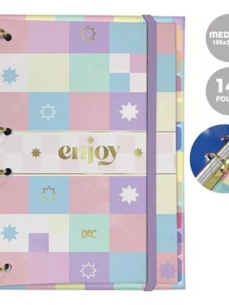 Fichário P DAC Fichário colegial escolar 4fechos 144 folhas enjoy dac lilás