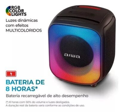 Caixa De Som Partybox Pb 07 Bluetooth 8h Rgb Ubs Tws Aiwa