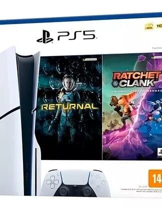 Console PlayStation 5 Midia Fisica Slim Branco 1TB Returnal e Ratchet e Clank Controle Sem Fio Dualsense Branco